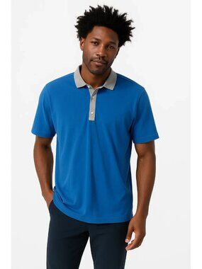 Lululemon Assert Polo Blue/Gray Short Sleeve Collared Shirt Mens Size Large
